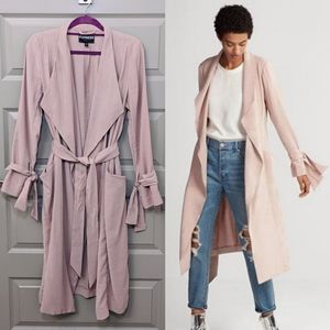 Express Long Drape Trench Coat in Blush - Small